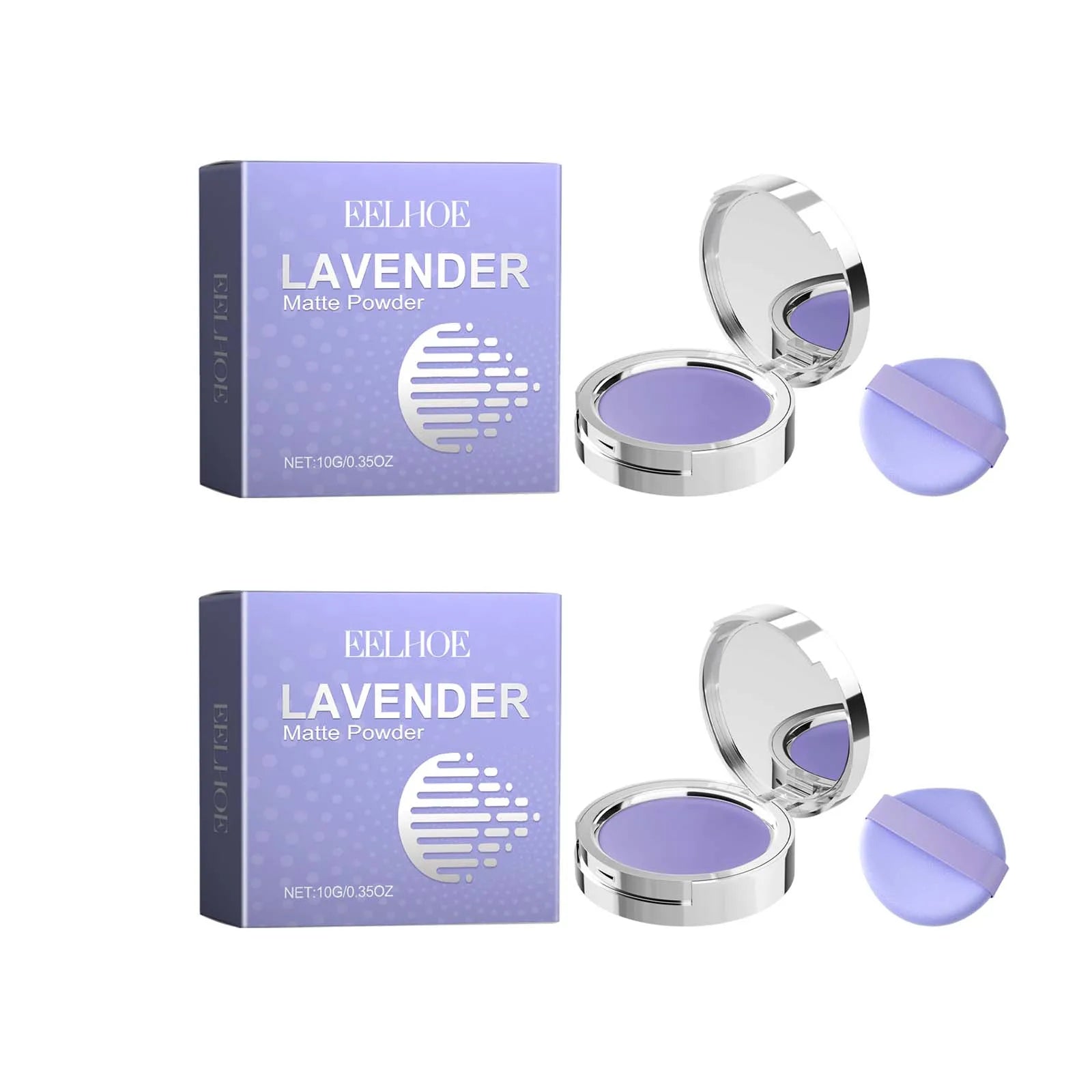 Lavender Matte Powder Oil Control Setting Powder Waterproof Smoothing Makeup Foundation Powder with Puff Loose Setting Powder Oasis Select 2Pcs 10g