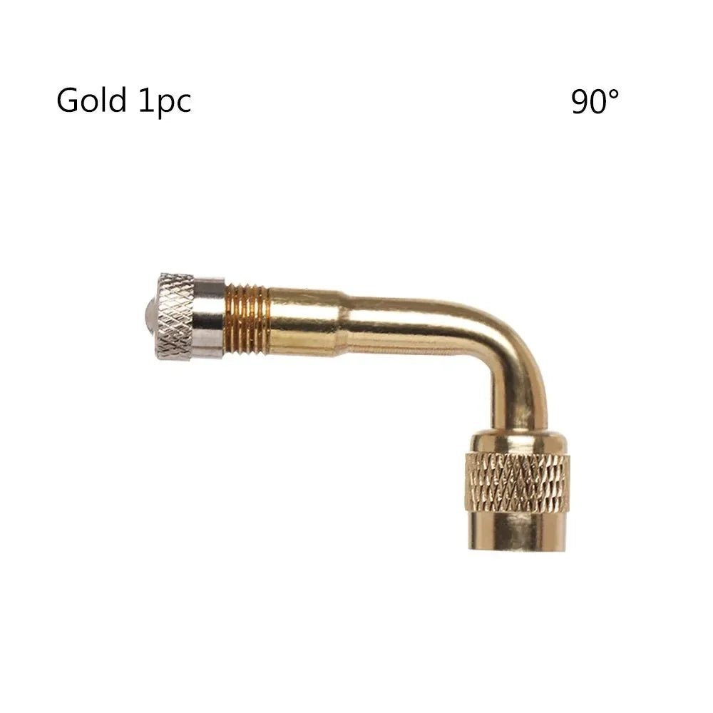 2 Pcs Motorcycle 45 90 135 Degree Angle Bent Valve Adaptor Tyre Tube Valve Extension Adapter for Truck Car Moto Bike Oasis Select Gold-90 1pc