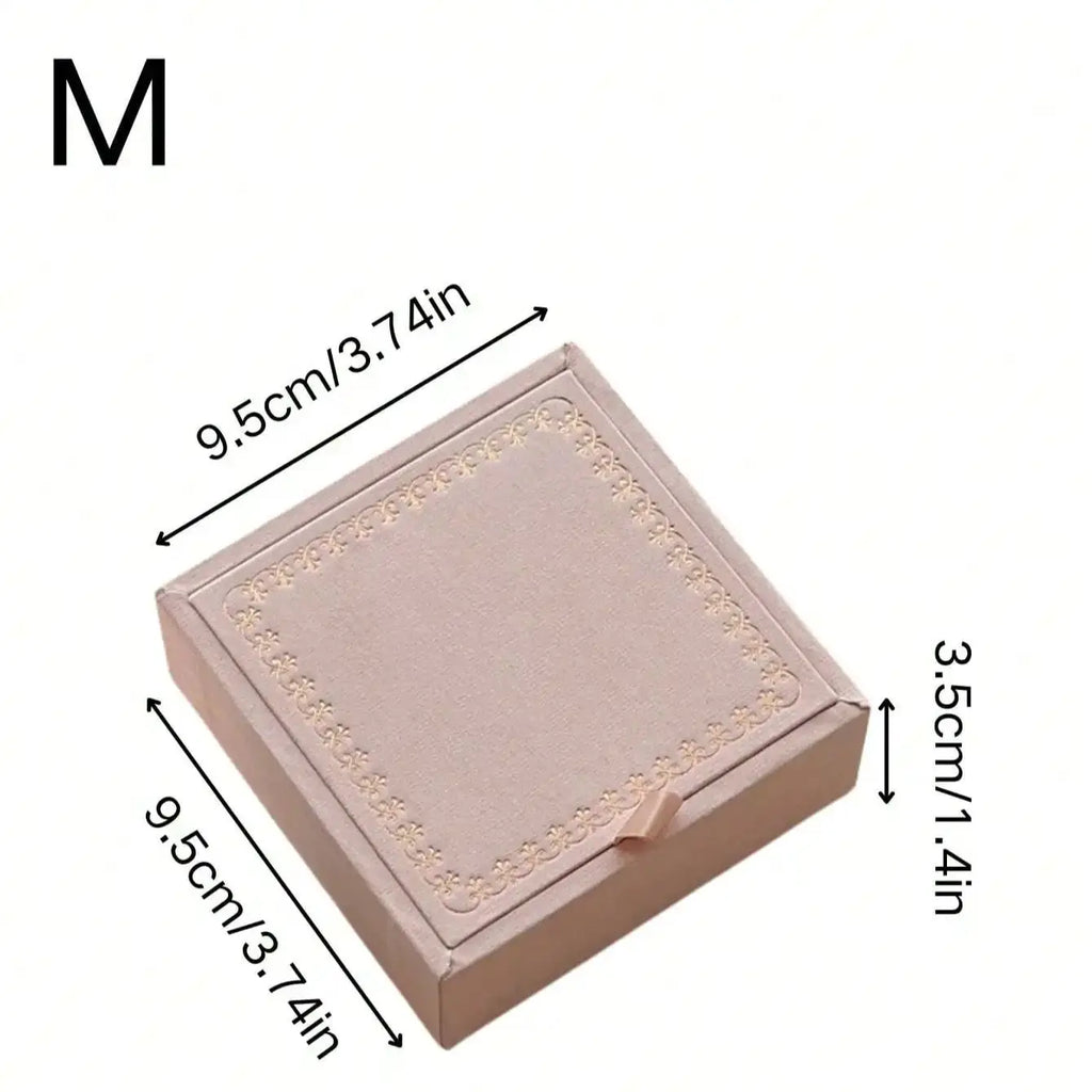 1pc retro flocking ins style jewellery packaging box pink hot stamping jewellery storage box Oasis Select