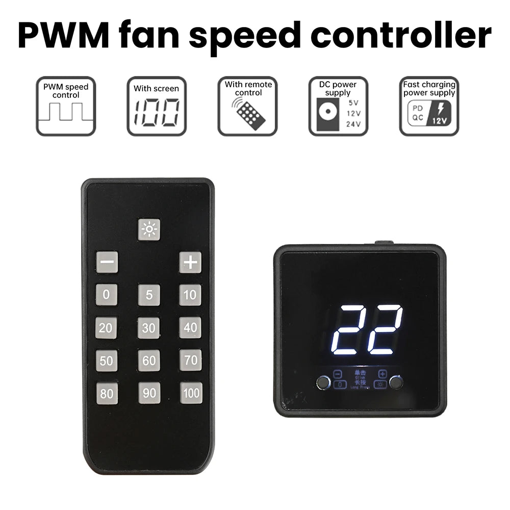 4Pin Fan PWM Speed Controller Digital Display Remote Control DC 24V 12V 5V Controller Gonvernor for DIY PC Cooling Oasis Select