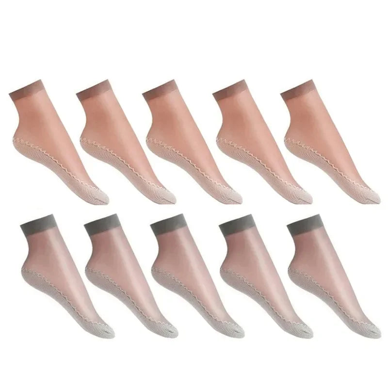 10/20pairs womens anti-slip cotton socks, sweat absorbing anti-slip cotton bottom stretch socks Oasis Select 5Coffee 5Gray