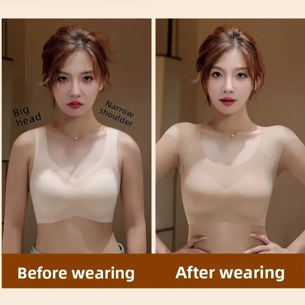 Traceless Right-angle Shoulder Bra Breathable Tops Reduces Accessory Breast Size Straight Shoulder Vest Oasis Select
