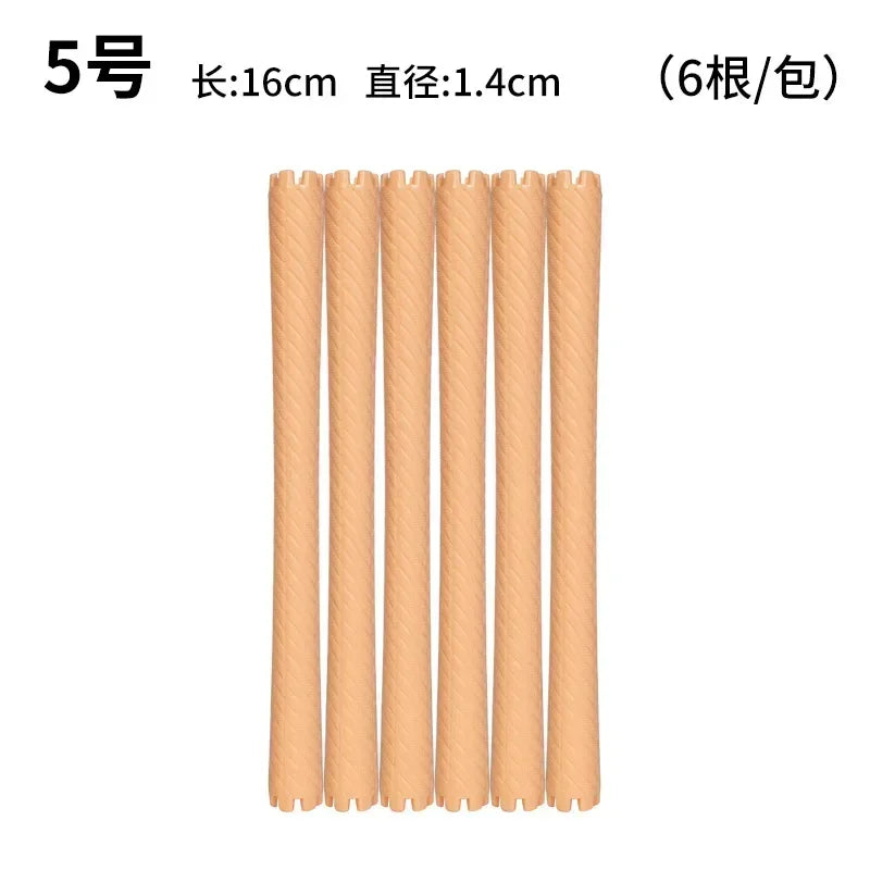 6pcs DIY Heatless Lengthened Hair Roller Stick Perm Tools Hollow Design Spiral Hair Curler Magic Curls Curly Hair Styling Kits Oasis Select 1.4cm