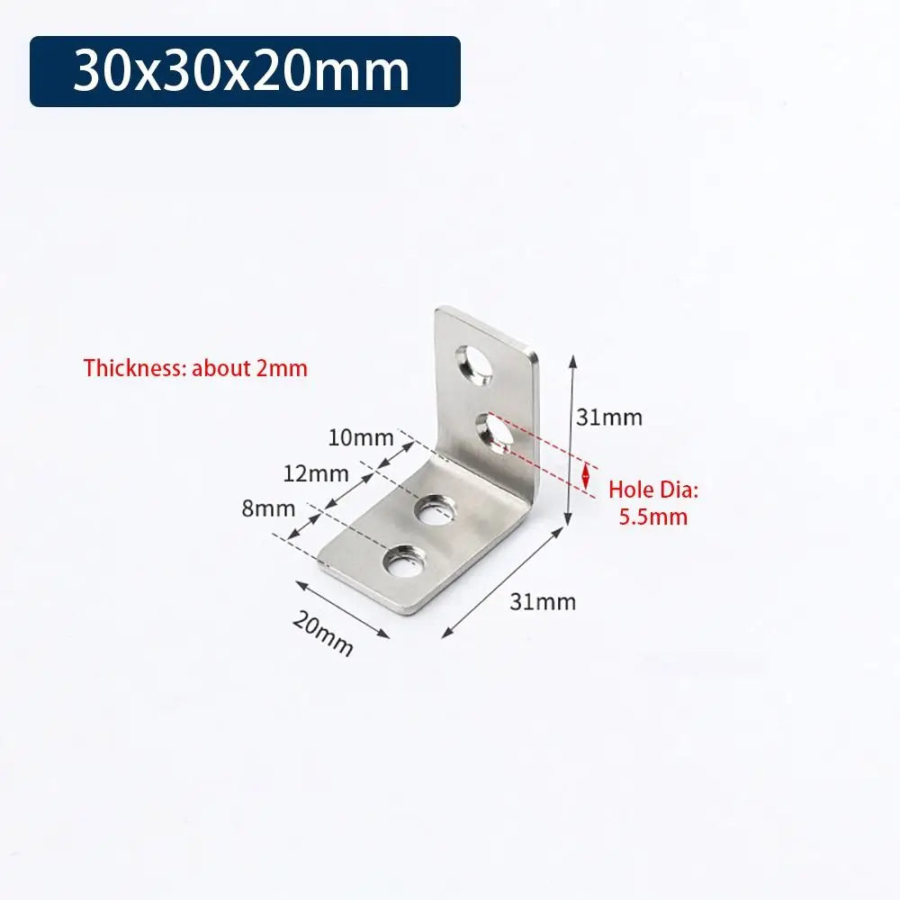 1Pcs Cabinet Screens Wall Angle Bracket Furniture Fastener SUS304 Stainless Steel Corner Brace Joint L Shape Oasis Select 30x30x20mm