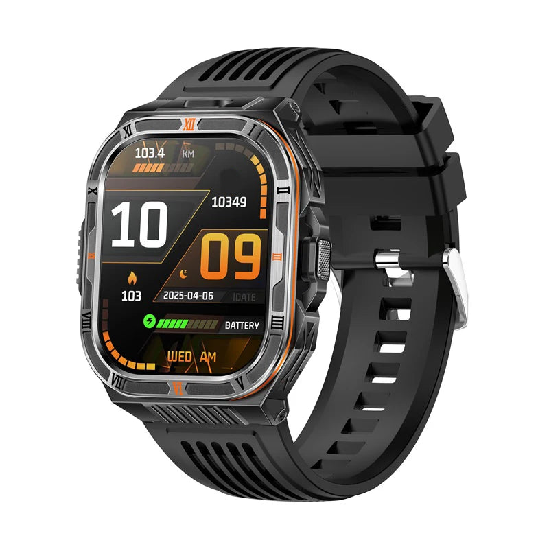 Waterproof Smartwatch Men 1100mAh Battery LED Flashlight BT Call Outdoor Smart Watches Health Monitor 100+ Sports Mode Compass Oasis Select BKBKS