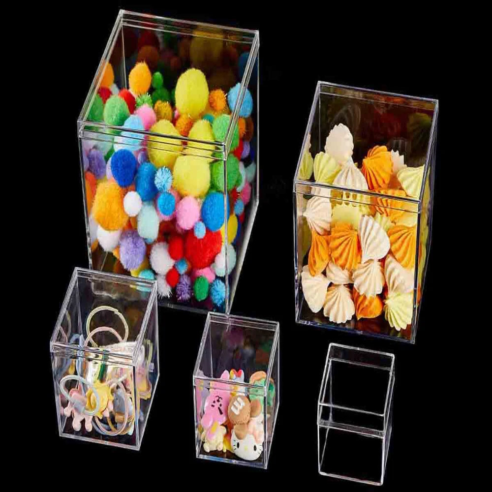 1pcs Transparent Acrylic Boxes With Cover Plastic Organizer Gift Packing Box Food Candy Storage Container For Home Display Oasis Select