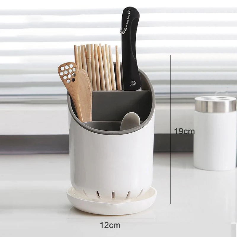 1Pc Kitchen Storage Chopsticks Tube With Drain Plate Tableware Storage Holder Home Kitchen Organizer Rack Chopstick Drain Box Oasis Select