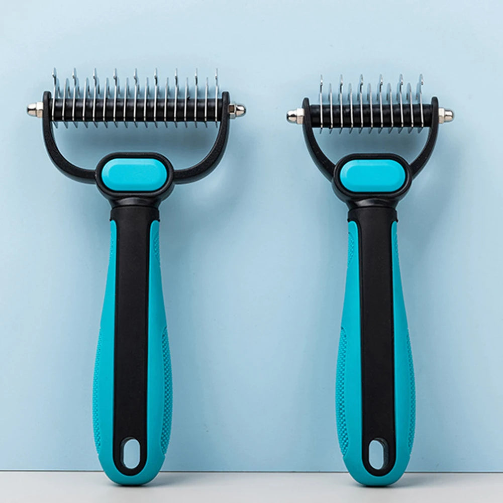 2-in-1 Double-Sided Pet Grooming Rake for Cats & Dogs