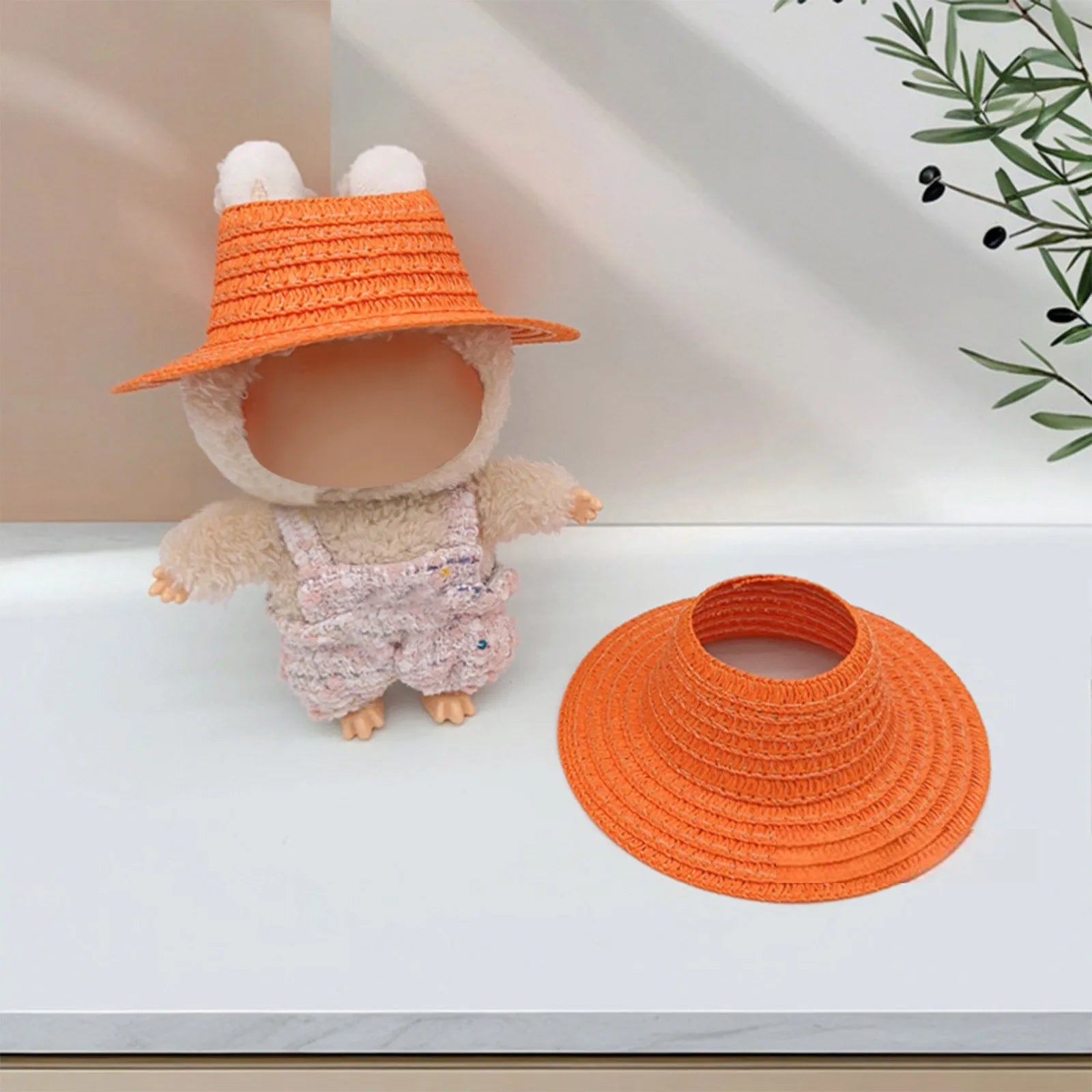Colored Empty Straw Hat For Ropa Labubu Lovely Little Doll Accessories Cute Hat Decoration Oasis Select Saffron One Size