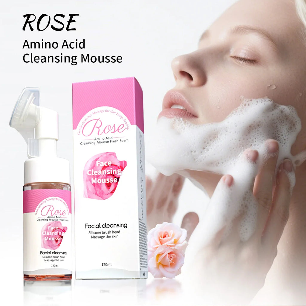 Rose Essential Oil Skincare and Cleansing Mousse, Deeply Cleanses, Controls Oil, Nourishes the Skin, Refreshing, Gentle Not Tightening Oasis Select 120ml
