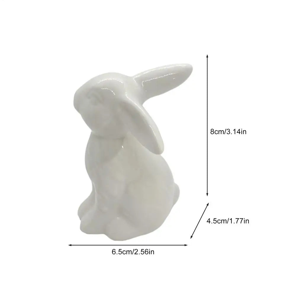 Easter Bunny Ceramics Figurines Porcelain Holiday Rabbit Decoration Sculpture Easter Bunny Sculpture Desk Ornament for Dining Oasis Select B