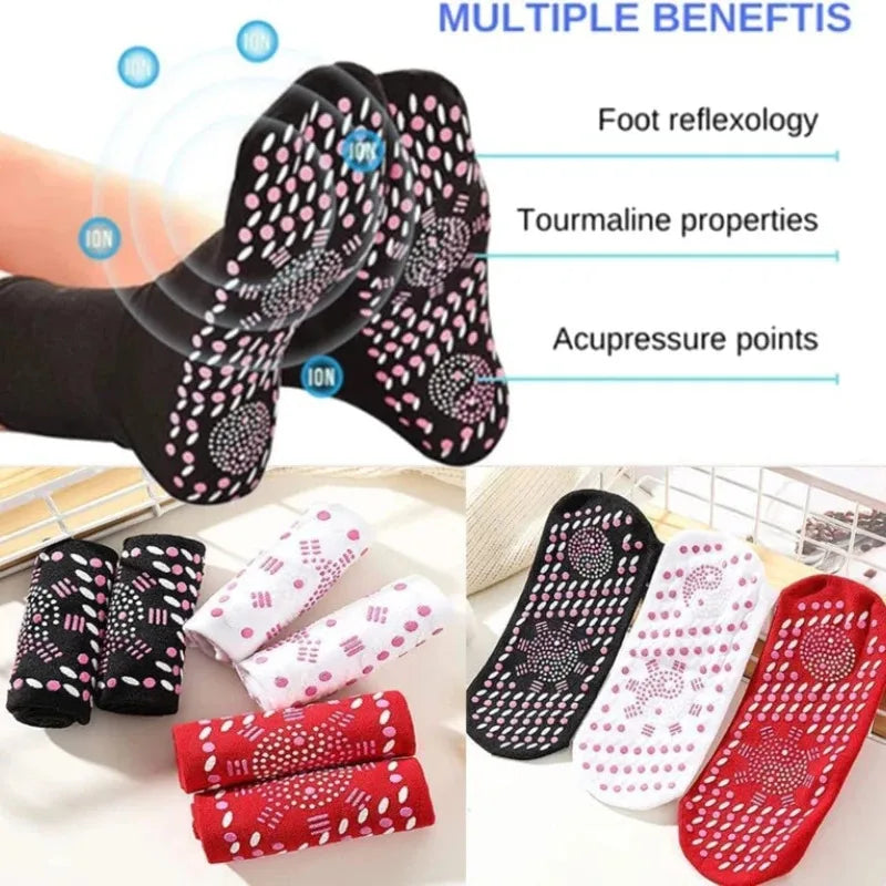1/2/3/4/6Pairs Self-Heating Shaping Socks Pain Relief Whole Foot Thermal Socks Tourmaline Cold-Resistant for Men Women Outdoor Oasis Select