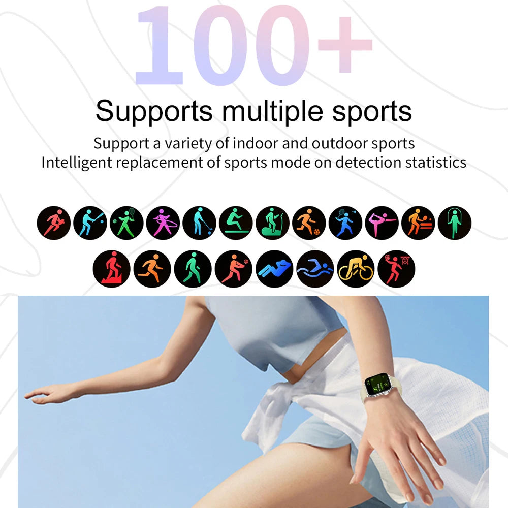 Lady 1.85" Screen Smartwatch Men Women BT Call Smart Watch 100+ Sports Modes Heart Rate Sleep Health Watches Local Music Weather Oasis Select