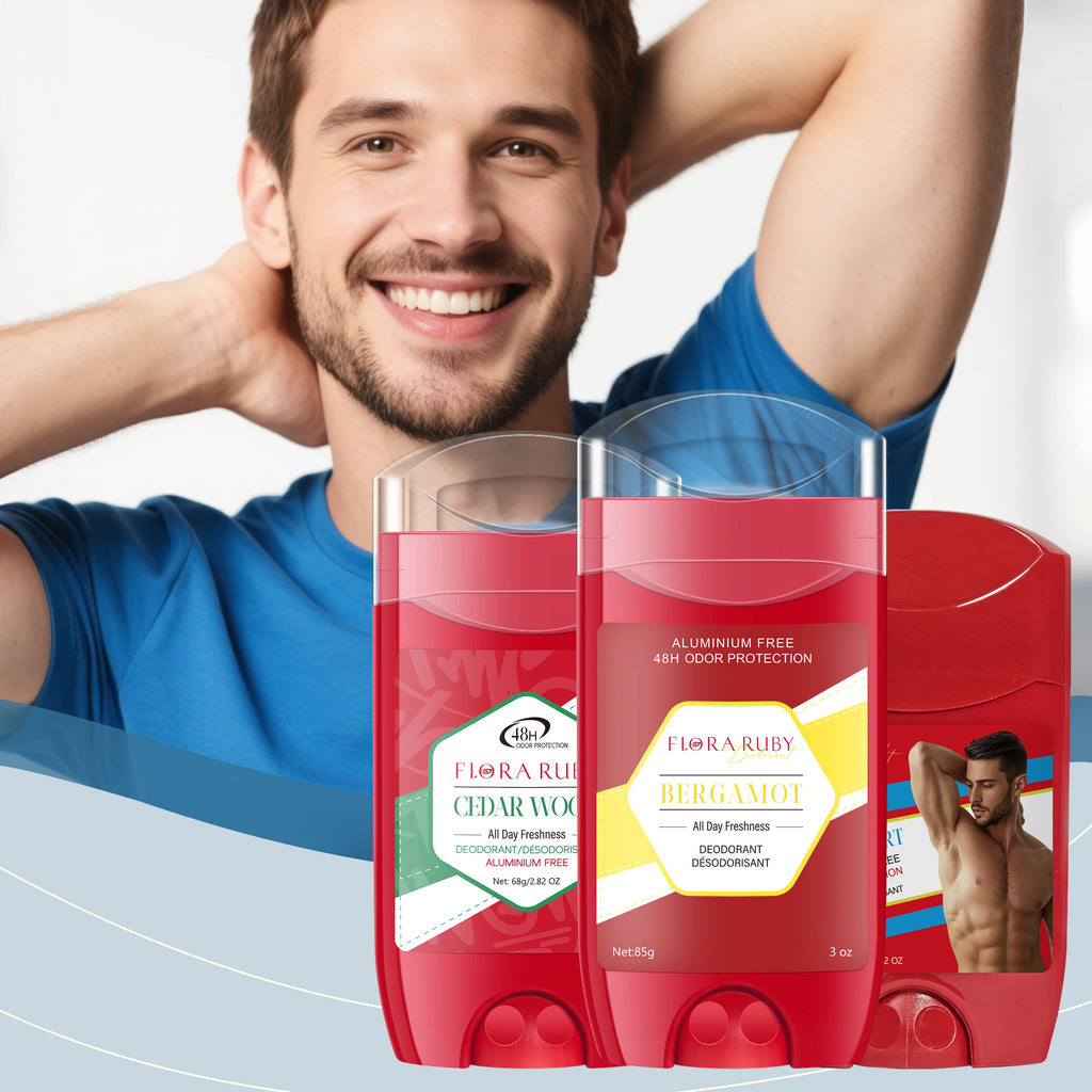 3PCS FLORA RUBY Men's Aluminum-Free Body Deodorant Stick, refreshing and moisturizing without being sticky, removes body odor Oasis Select