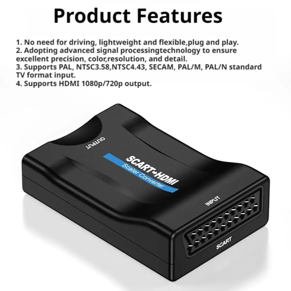 SCART to HDMI 1080P Upscale Converter – Plug & Play