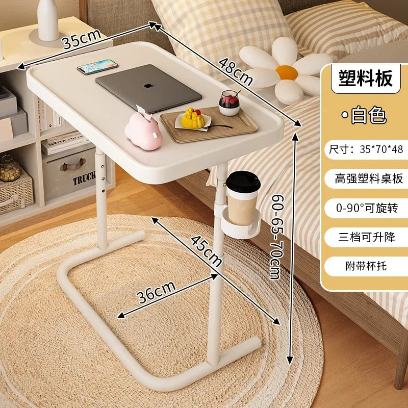 Multi-functional Movable lifting bedside table, home sofa side few, notebook computer table, folding small table, desk Oasis Select SL-White-A