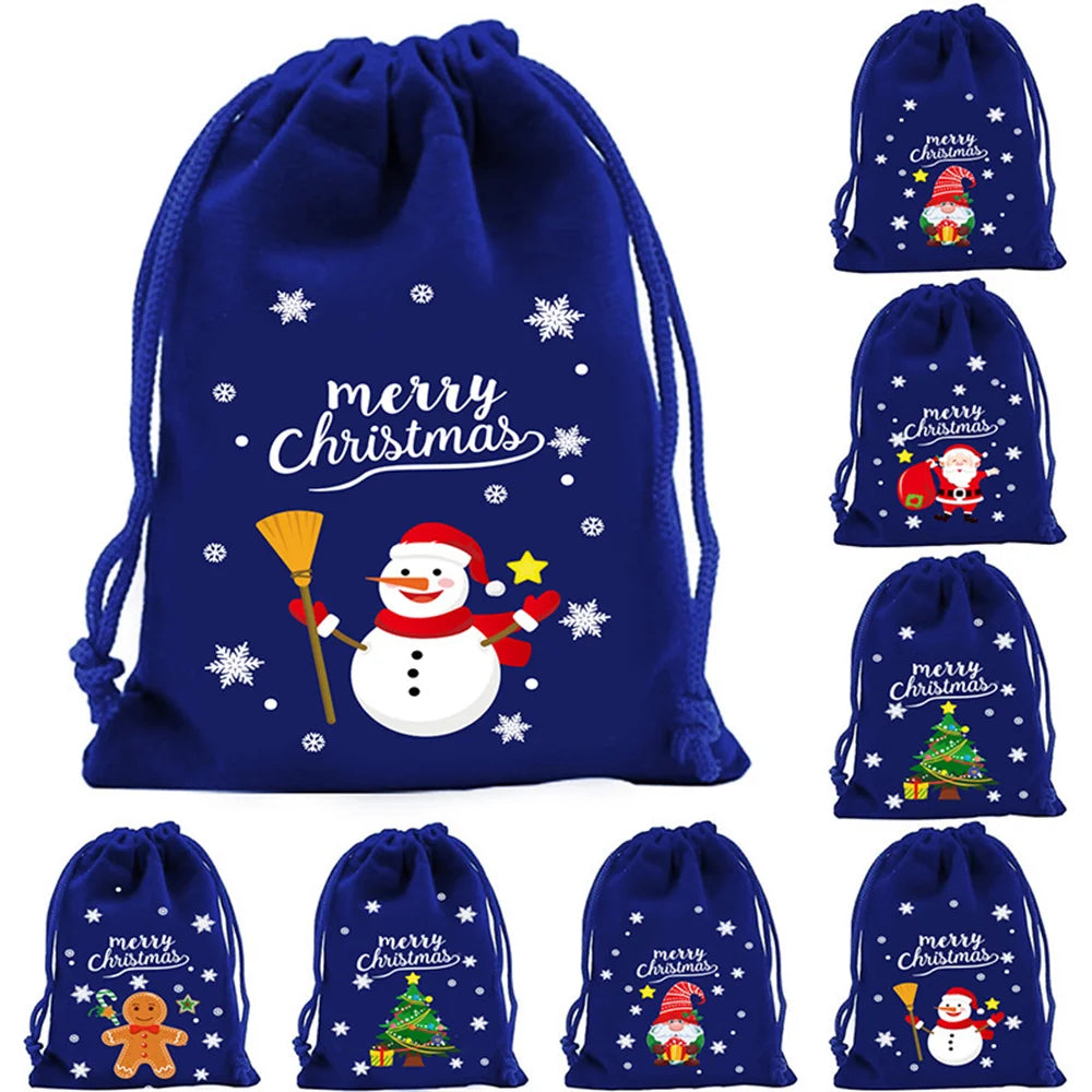 Christmas Velvet Drawstring Gift Bags | Candy & Jewelry Pouches