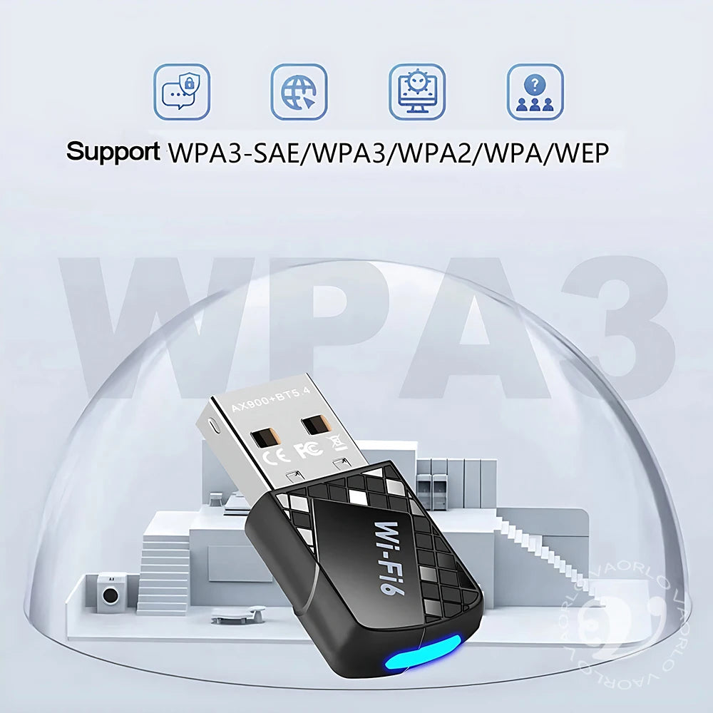 2 IN 1 WIFI6 AX900 USB WiFi Bluetooth 5.4 Wireless Adapter Dual Band 2.4G+5GHz 900Mbps Network Card Receiver Dongle For Win10/11 Oasis Select