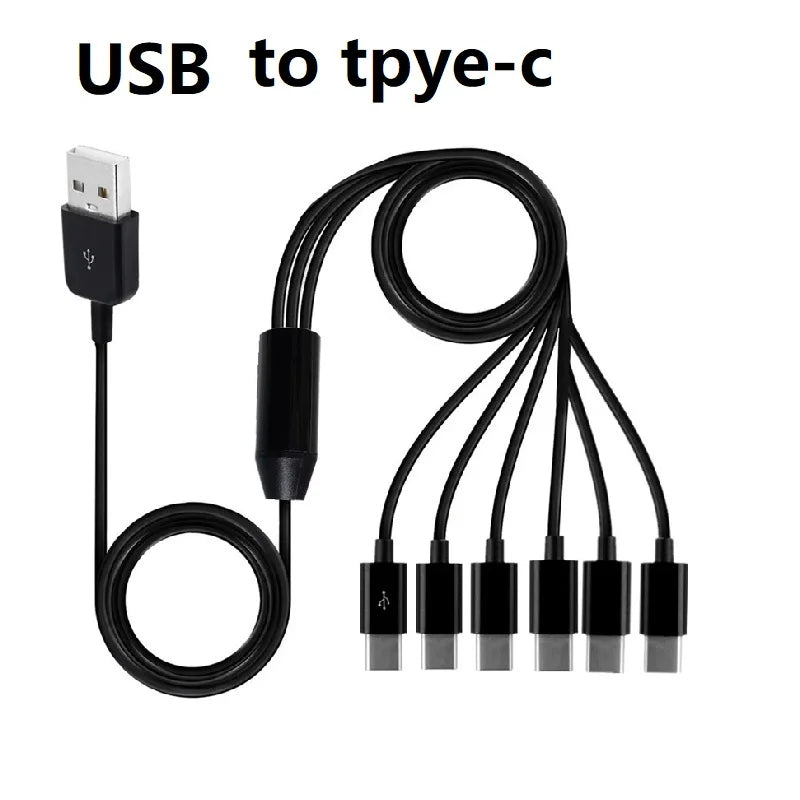 6 In 1 USB Type C Micro Splitter Cable USB C to 2 6 Type C Data Sync Charing Cable Connector Adapter Cable For Phone Tablet Pad Oasis Select USB A To 6 Type C 1.5m