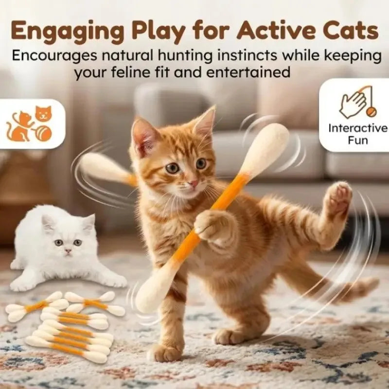 Creative Large Cotton Swab Shaped Catnip Toy 6-pack Giant Kitten Grinding Biting Stick Durable Teeth Cleaning And Grinding Rope Oasis Select