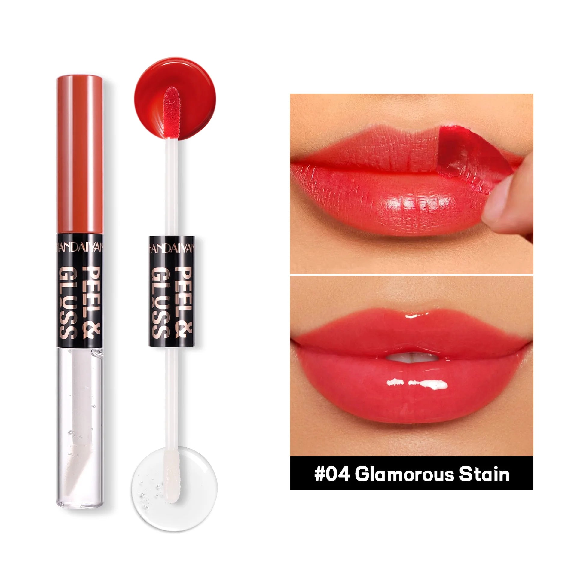 HANDAIYAN 2-in-1 Peel-Off Matte Lip Stain & Mirror Lip Gloss