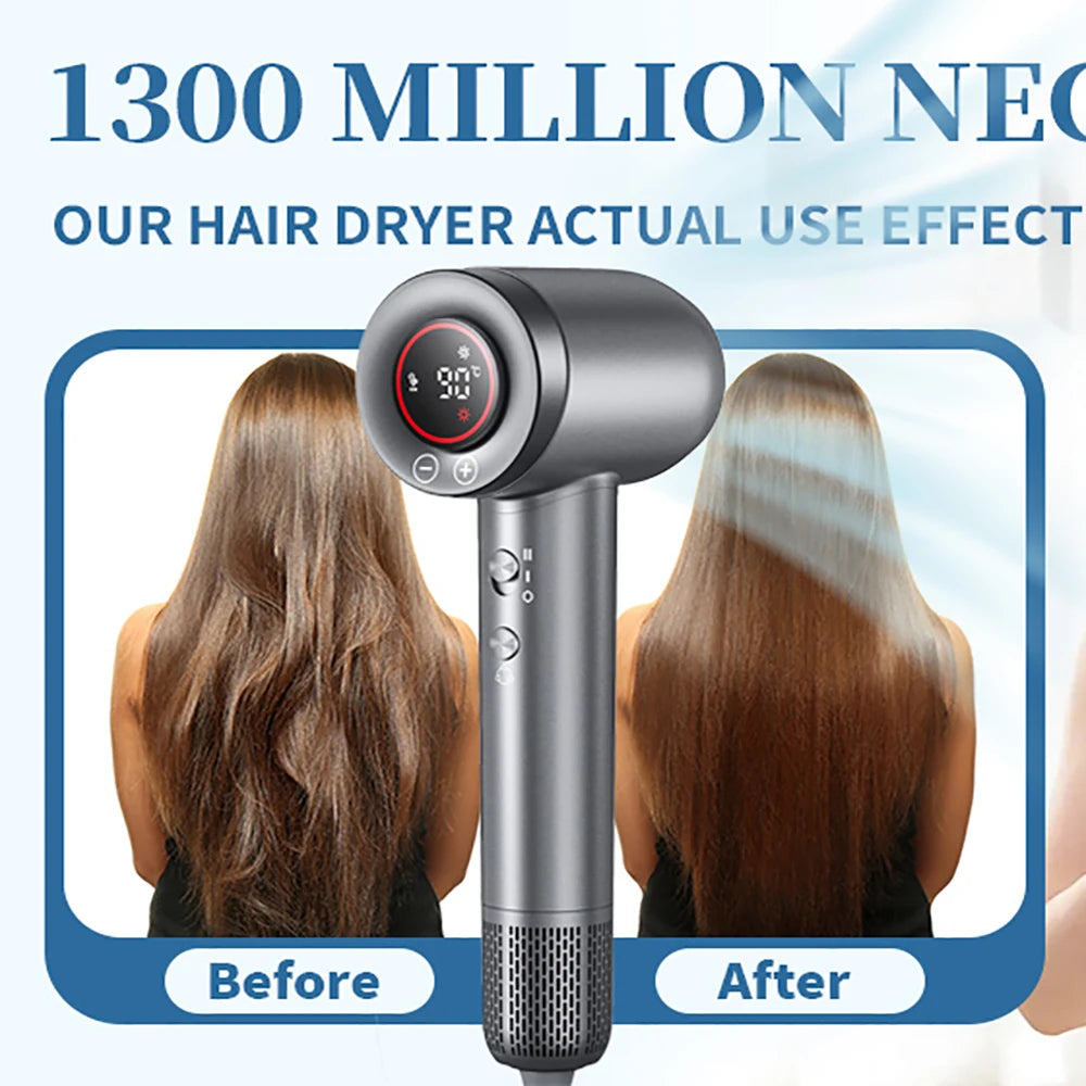 1600W high-speed hair dryer - Brushless negative ion hair dryer with air collection nozzle - Suitable for home use, dormitories Oasis Select
