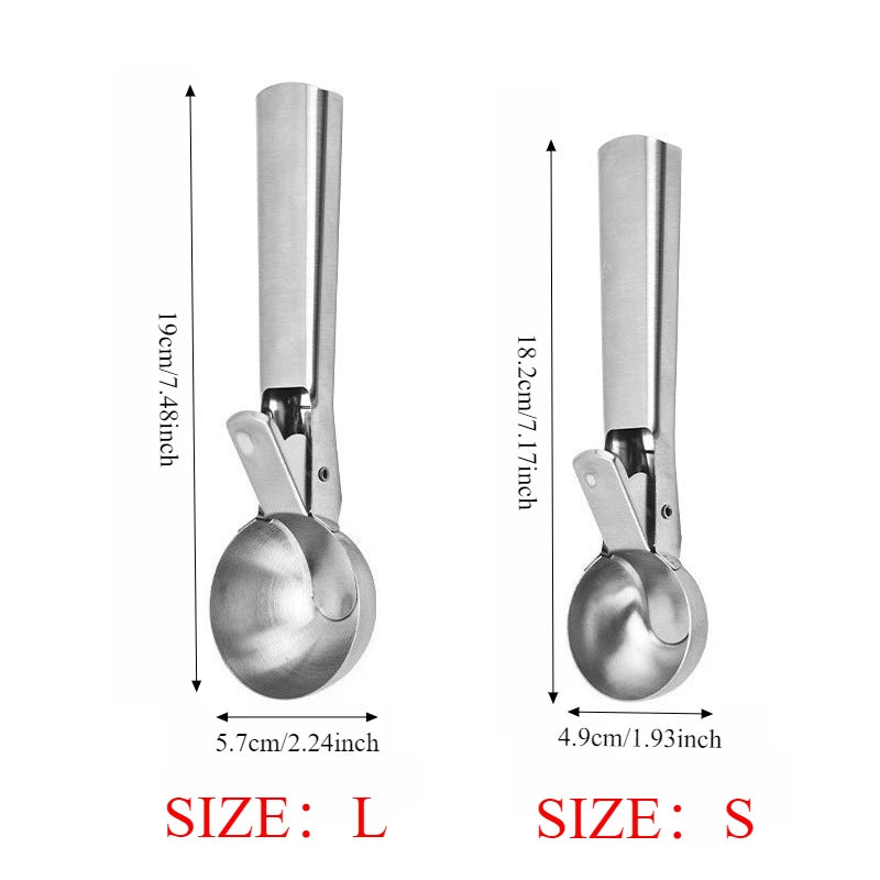 Stainless Steel Ice Cream Scoop Ergonomic Handle Rustproof For Ice Cream Sorbet Frozen Dessert Home Kitchen Commercial Use Party Oasis Select