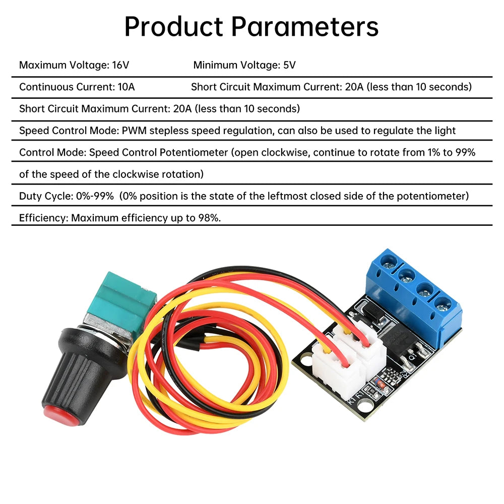 Mini 3A/10A PWM DC Motor Speed Controller Module 5V 12V 16V Speed Regulator LED Dimmer Power Controller Oasis Select