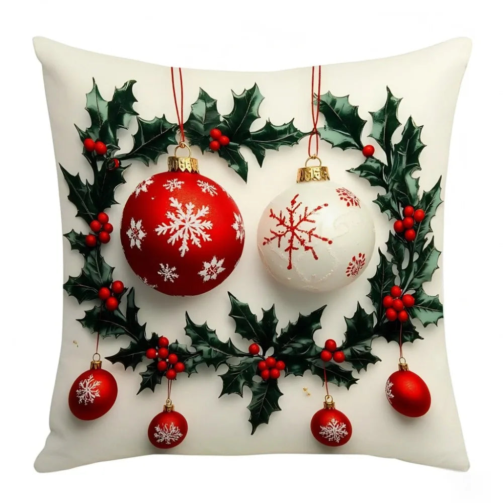 Christmas Cushion Cover | Snowflake & Santa Pillowcase 45x45cm