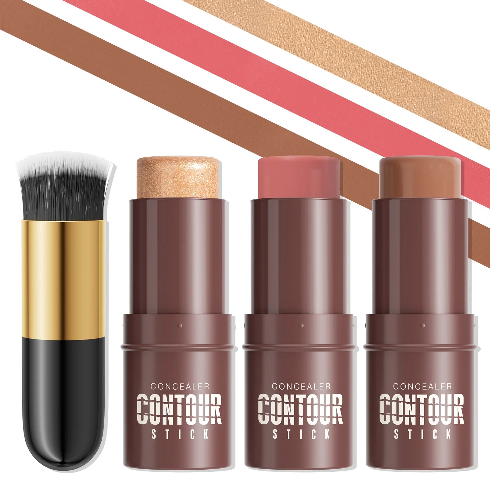 Hello Kiss 4-Piece Contour Stick Set – Highlighter, Blush & Bronzer