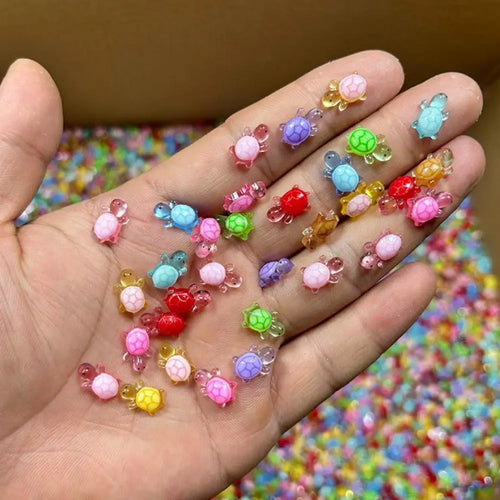 100Pcs Mixed Nail Art Resin Cartoon Little Turtle Series Rhinestones DIY Craft For Nail 3D Decorations Jewelry Oasis Select