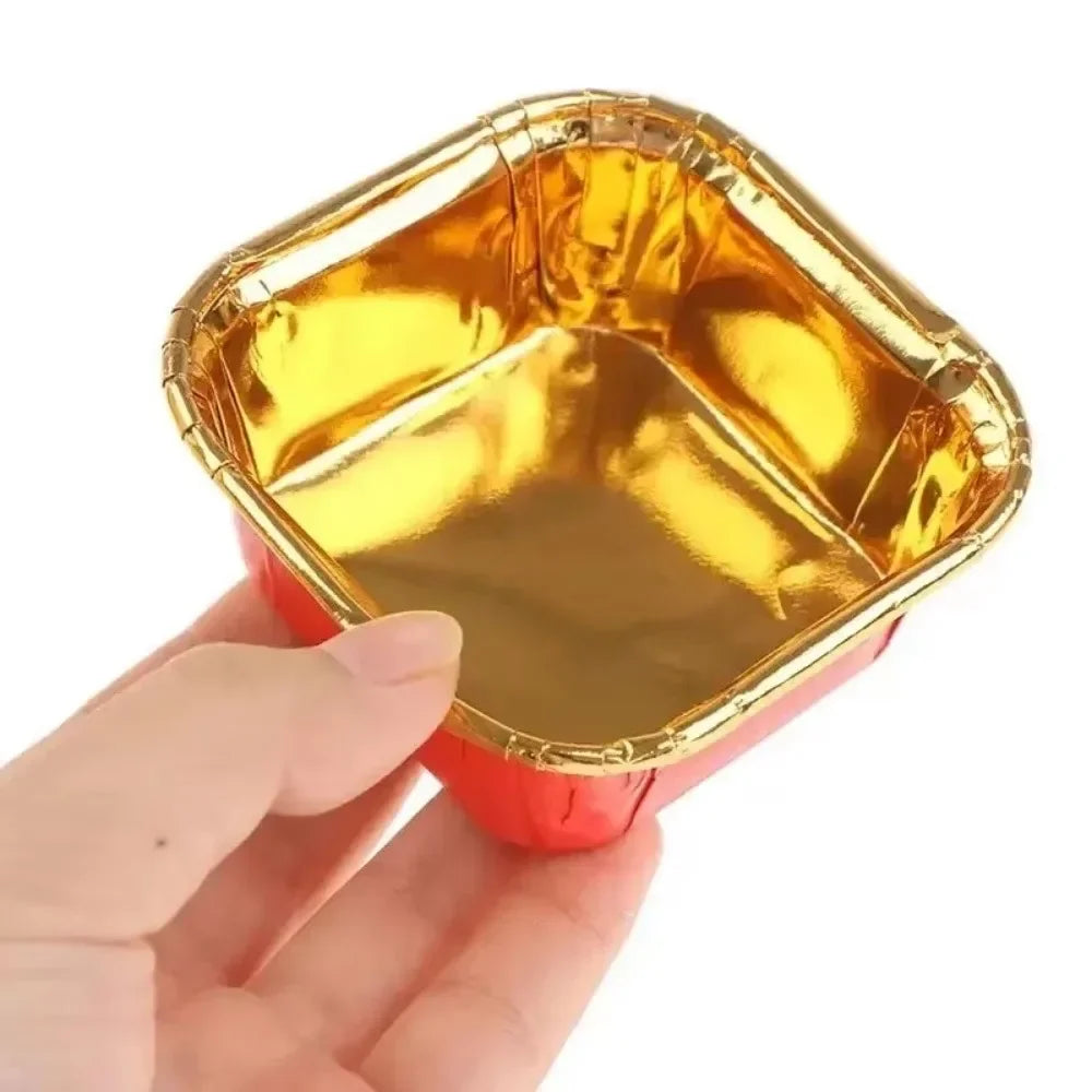 50 Pieces Square Baking Cups with Lids Oil Proof Paper Cake Molds for Cupcakes Chiffon Cakes and Party Dessert Making Oasis Select