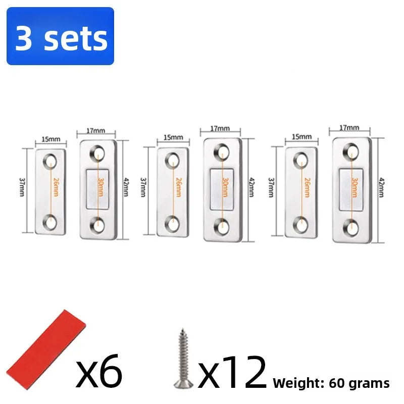 Punch Free Cabinet Catches Strong Magnetic L-shaped Closet Door Closer Ultra Thin Invisible Anti Collision Furniture Hardware Oasis Select E