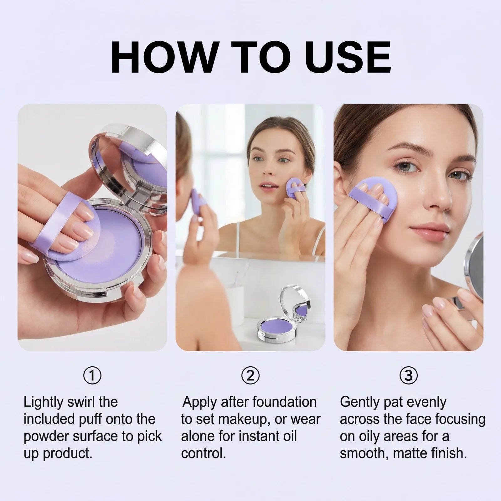 Lavender Matte Setting Powder Oil Control Pressed Powder Brightening Long Lasting Makeup Face Finishing Powder 10g Oasis Select