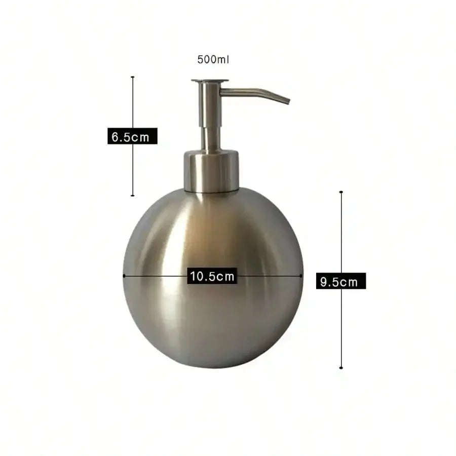 500ML Stainless Steel Spherical Liquid Soap Bottle Push Type Hand Sanitizer Dispenser Bottle Squeeze Bottle Shampoo Bottle Oasis Select