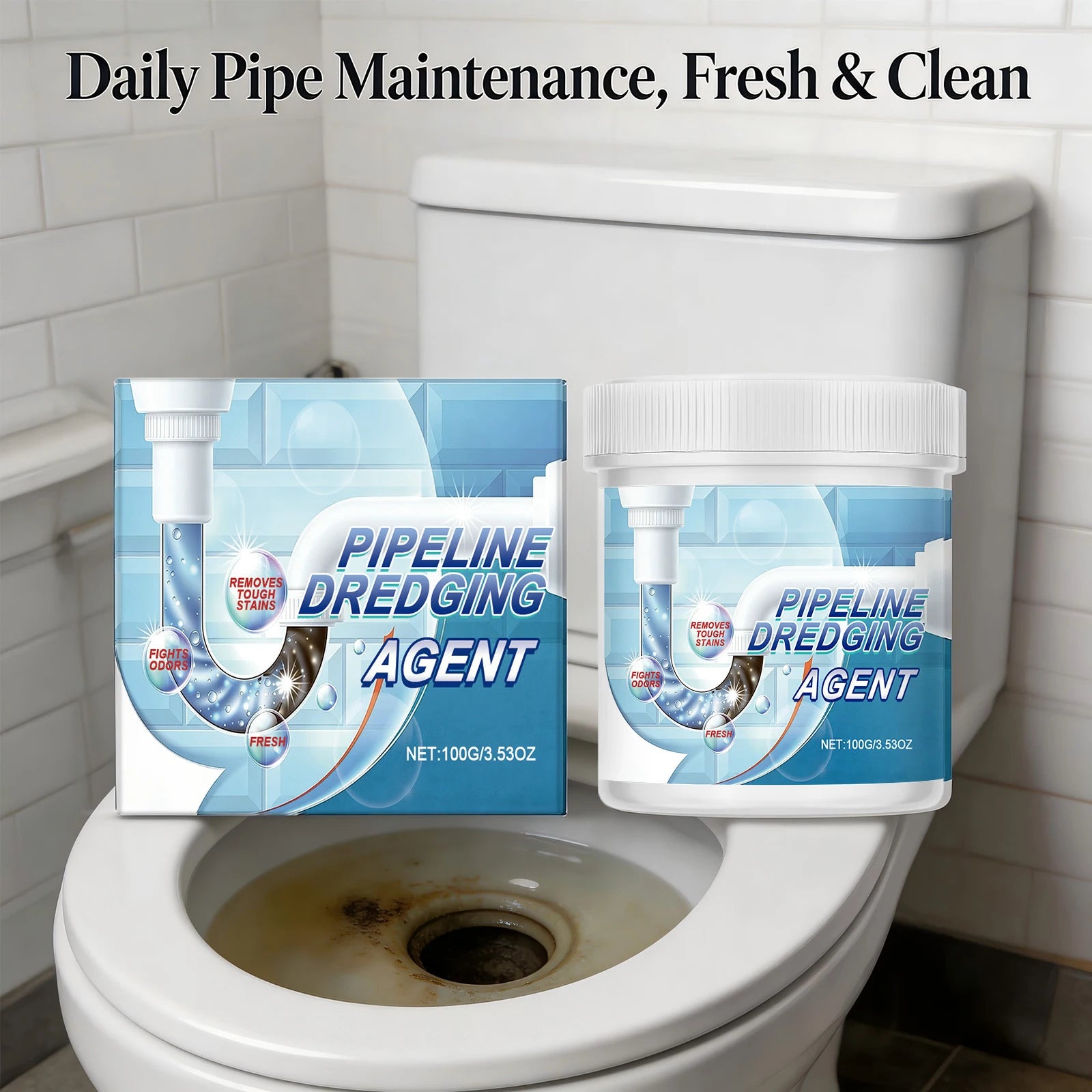 Pipeline Dredging Agent for Household Kitchen Bathroom Drainage Pipe Descaling Eliminate Odors Hair Blockage Unblocking Powder Oasis Select