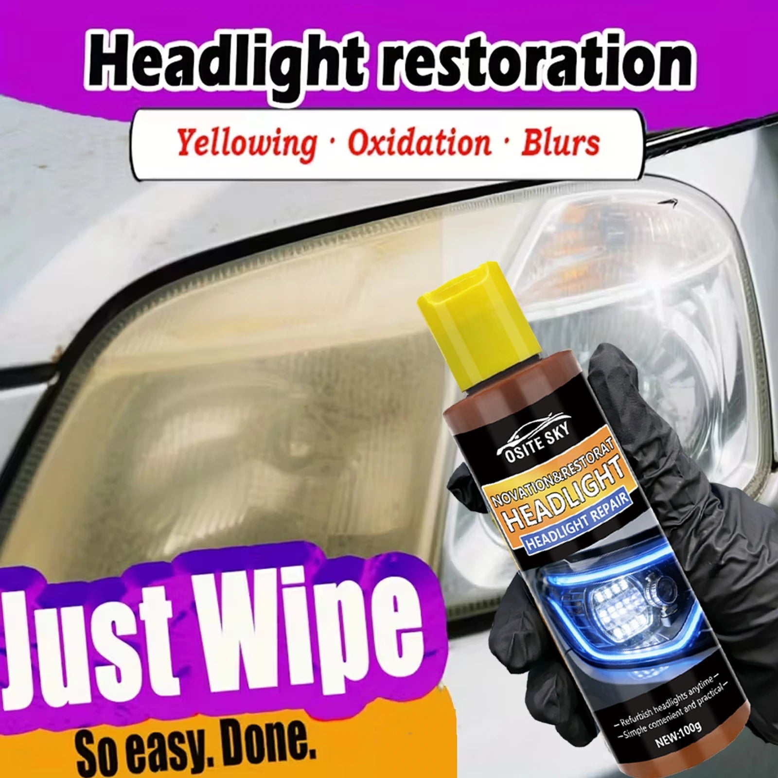 Car Headlight Lens Restoration Kit – Repair & Clarity Fluid Headlight Restoration Kit Oasis Select