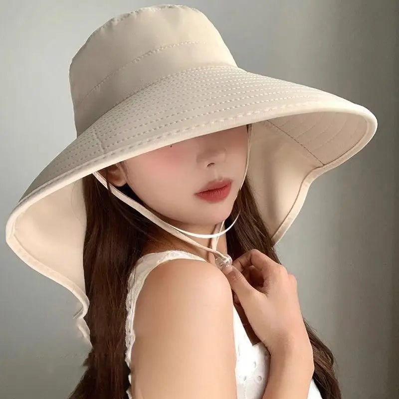 Women Adjustable Neck Flap Sun Hat Wide Brim UPF 50+ UV Protection Breathable Outdoor Travel Beach Cap Oasis Select A5 Beige