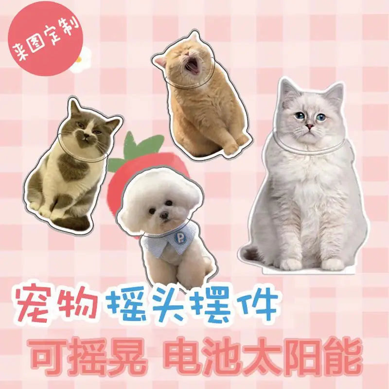 Diy Acrylic Automatic Solar-powered Shaking Head Figurine for Pets, Dog and Cat Shaking Head Figurine, Rocking Fun Animals Oasis Select