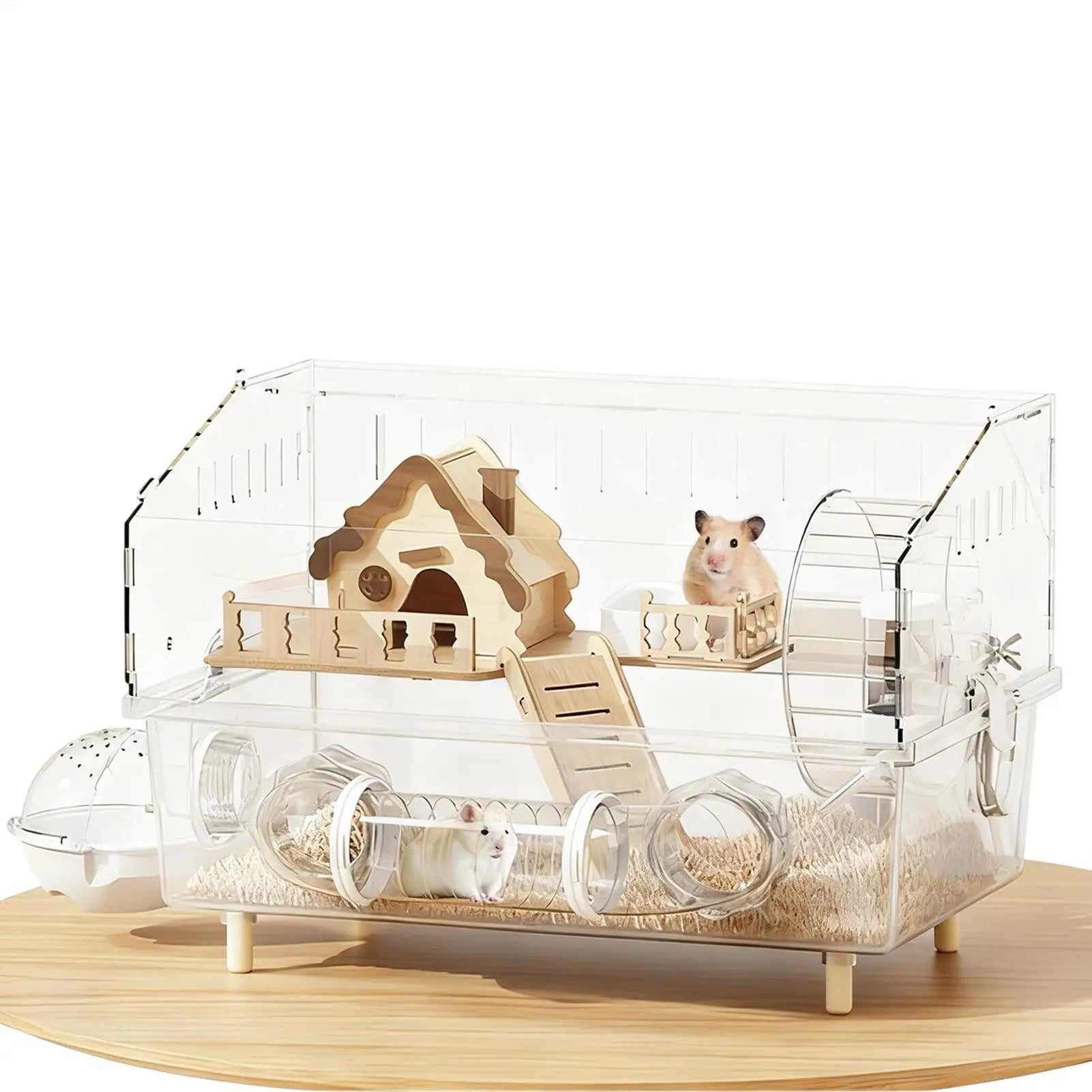 2-Layer Clear Acrylic Pet Habitats Hamster Cage Hamster Enclosure | for Indoor Outdoor Home Yard Breeding Observation Pet Shop Oasis Select