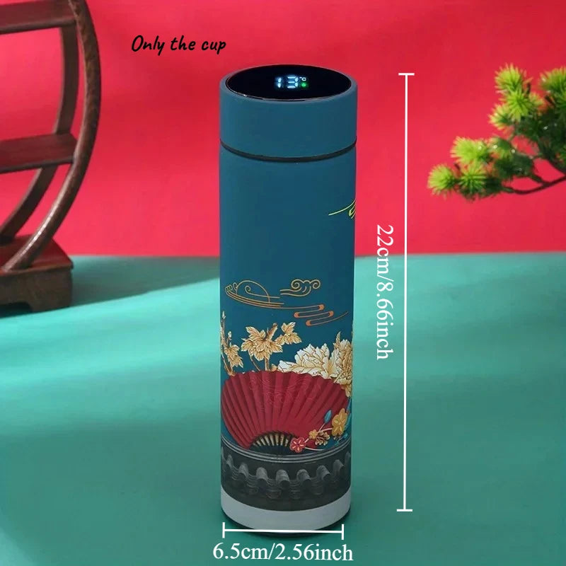1pcs Retro Ethnic Trend Insulated Water Bottle Double Wall Insulated Cup Men's and Women's Portable Leak Proof Drinking Utensil Oasis Select green 401-500ml