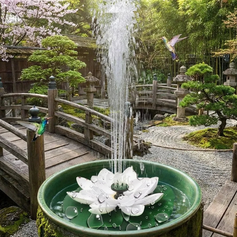 Solar Water Fountain,Floating Mini Lotus Water Pump/Pond Pump,Perfect DIY Pond Decoration DIY Bird Bath,1.2W Waterfall Fountain Oasis Select