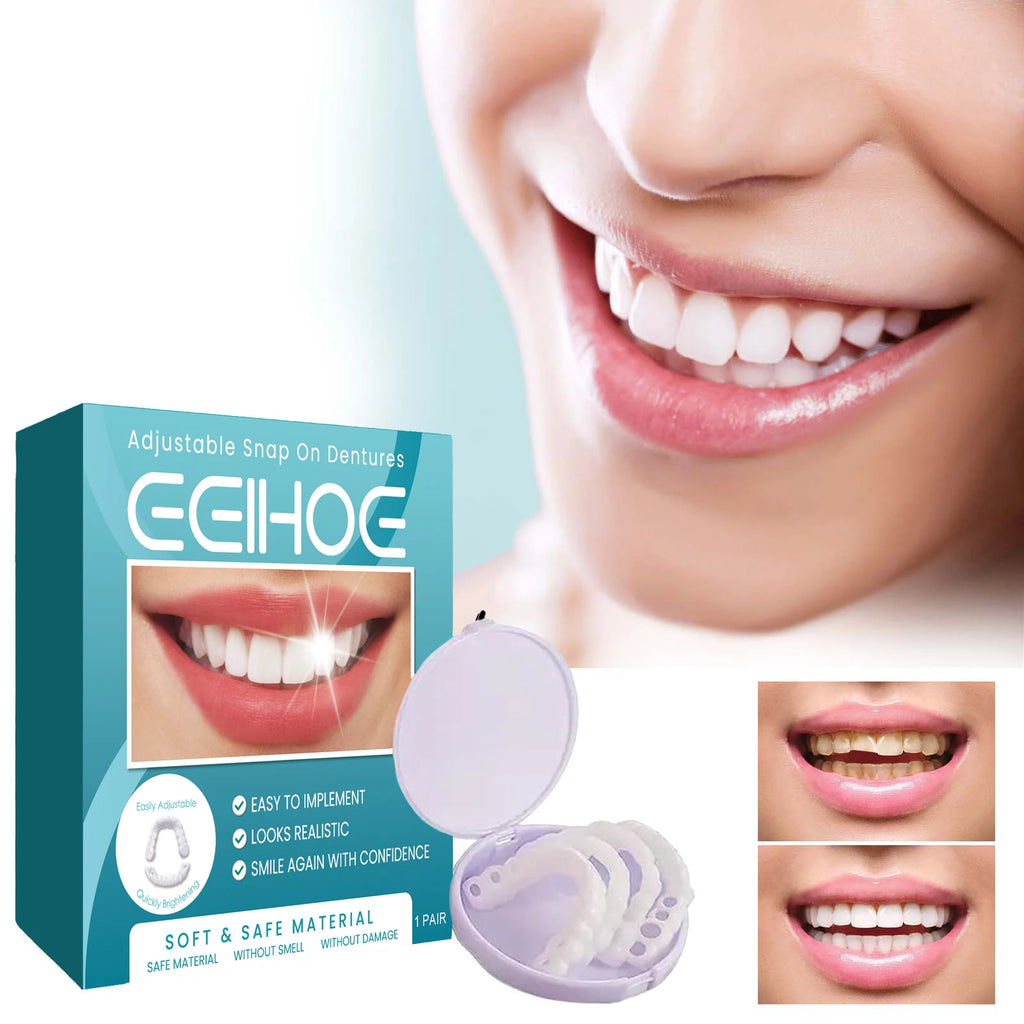 EELHOE Silicone Snap-On Veneers – Upper & Lower False Teeth