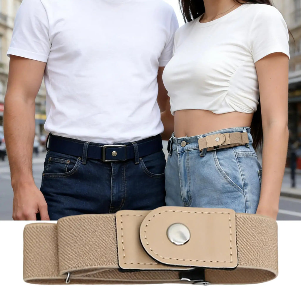 No Buckle Belt Women 1 Pair Elastic Adjustable Strap Buckleless Belt No Buckle Elastic Belt for Women Men Unisex Stretch Belt Oasis Select
