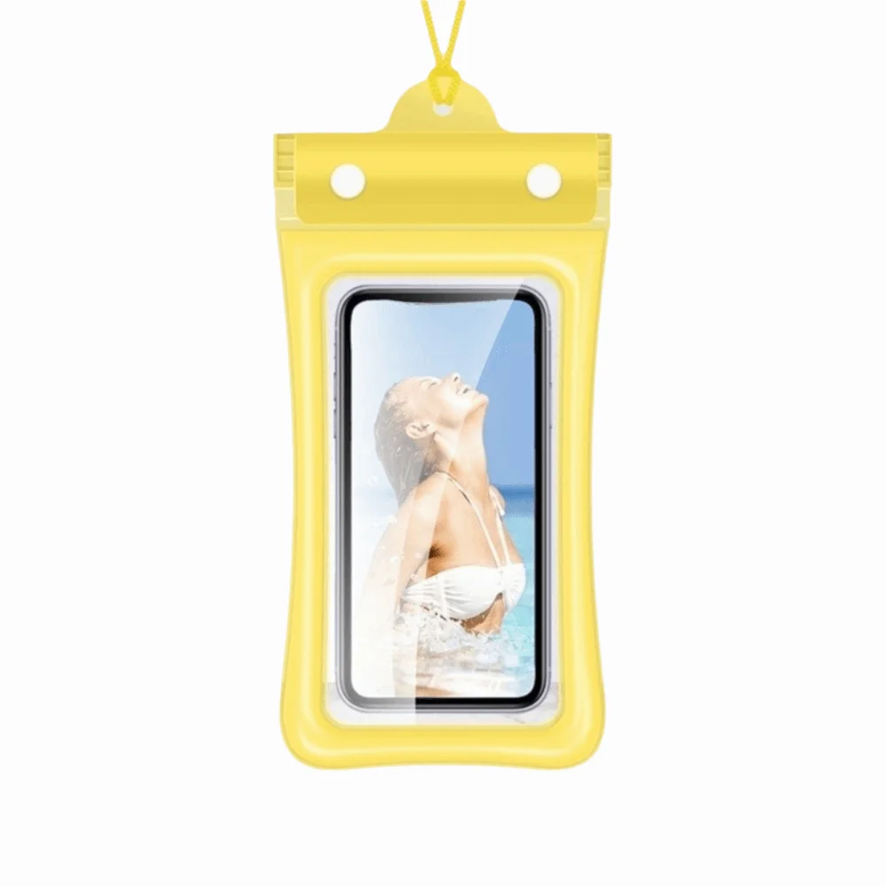 Floating Design Water-Sprinkling Festival Phone Pouch Transparent Touchable Swimming Bag Three Fold Full View Waterproof Bag Oasis Select Yellow