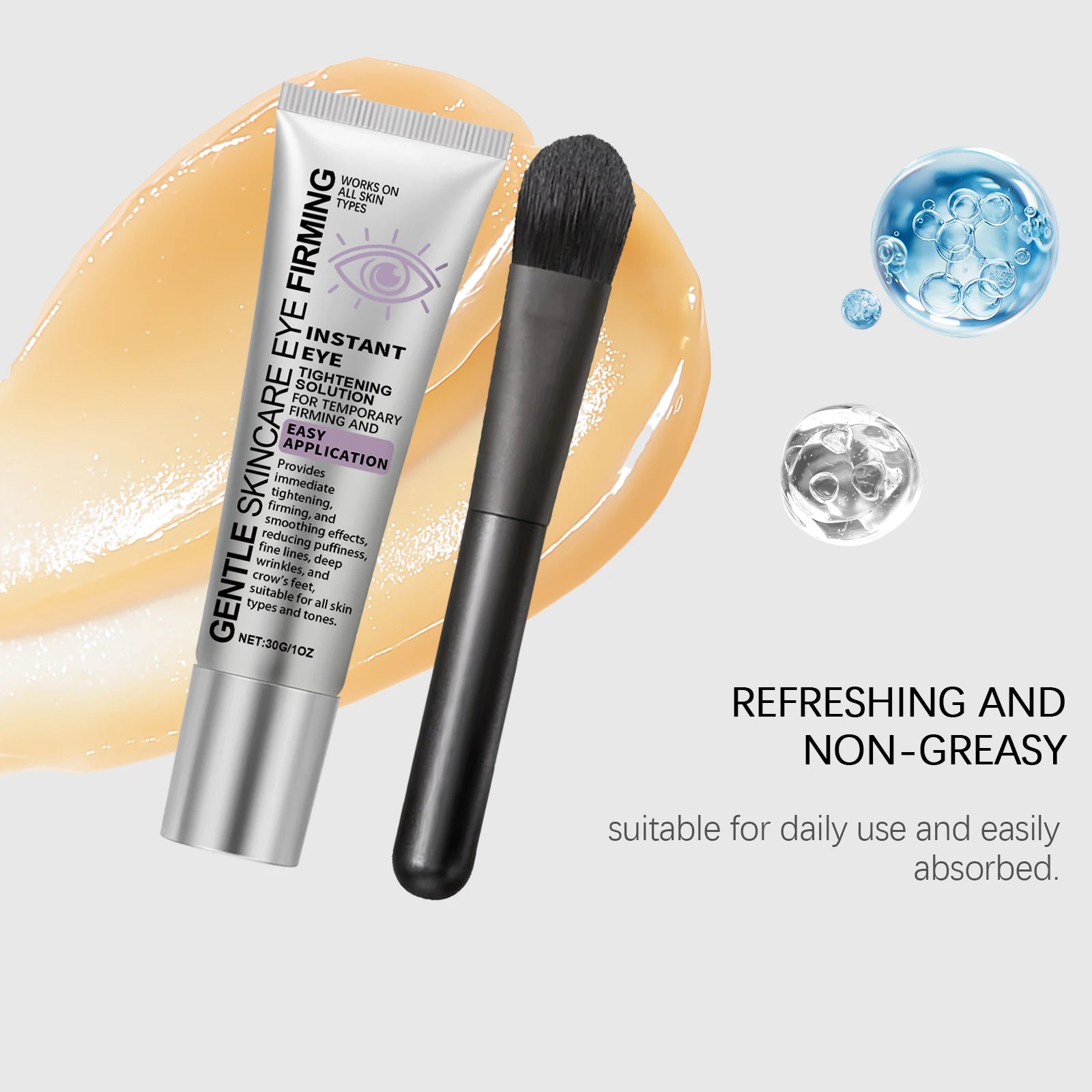 Instant Tightening Eye Cream with Brush – Anti-Puffiness 30g Eye Tightening Cream Oasis Select