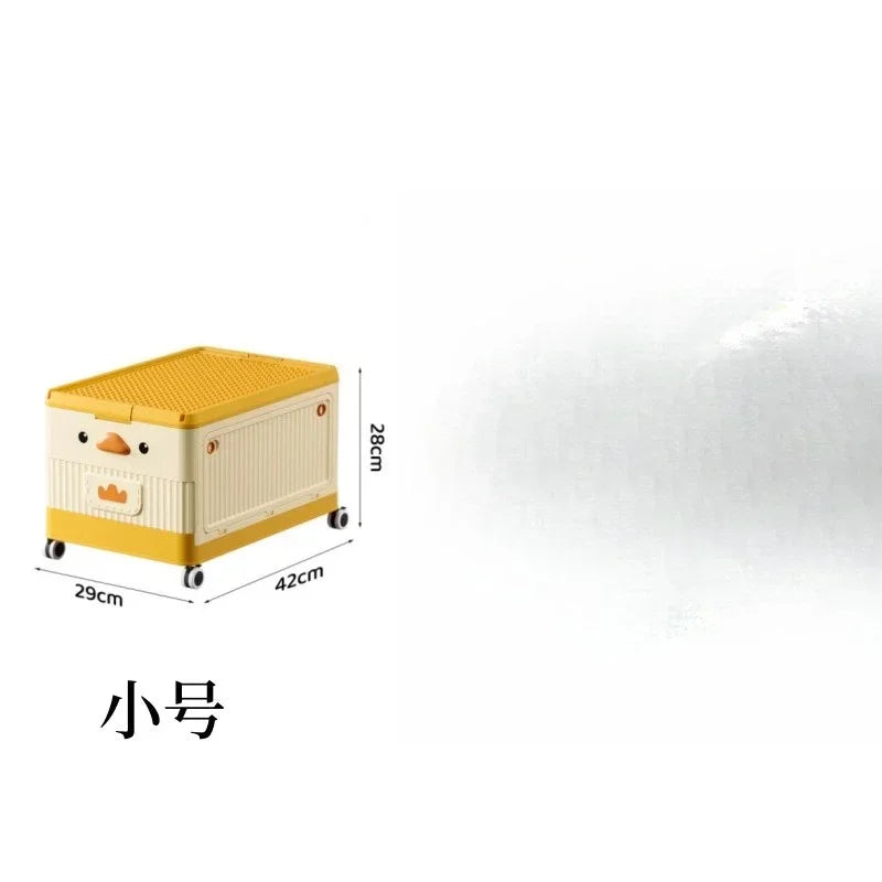 Multi-functional Children's toy storage box Household bedroom roller large capacity finishing box Oasis Select Sunshine Orange A