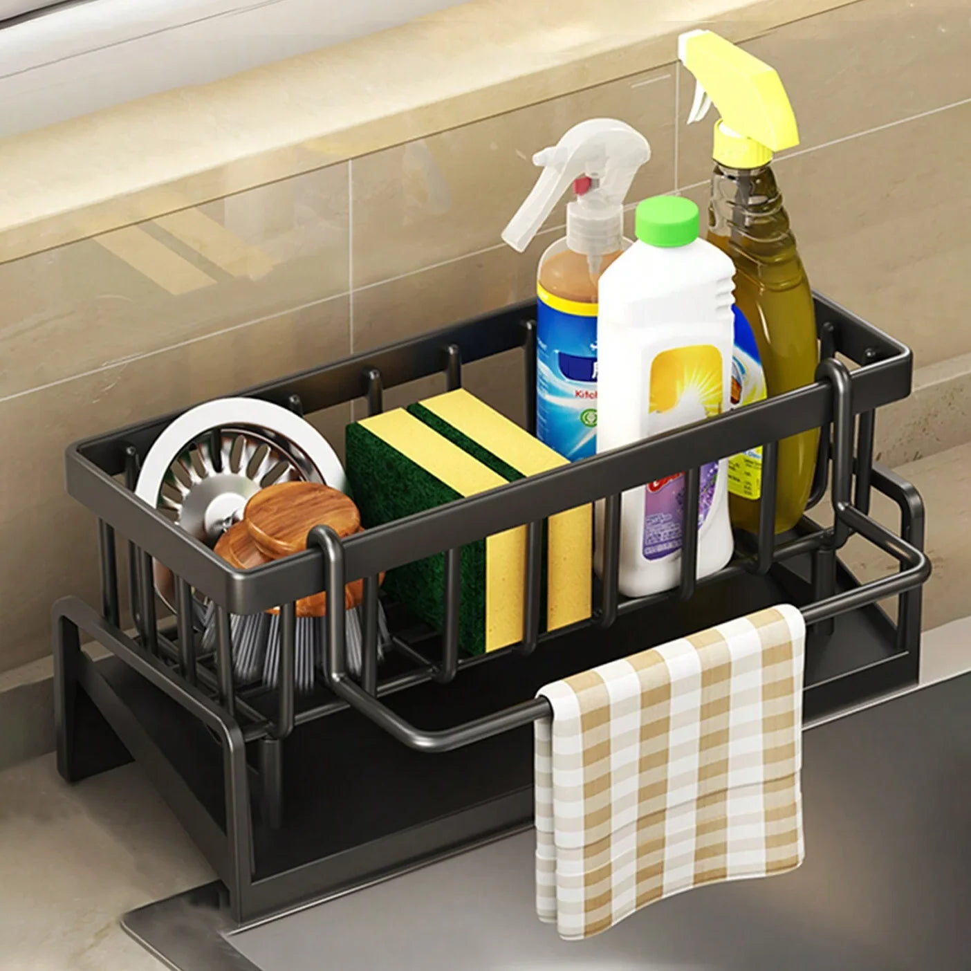 1pc Kitchen Sink Organizer,Bathroom Storage Rack,Sponge Holder For Kitchen Faucet,Sink Tidy Tray,For Kitchen And Bathroom Tools Oasis Select