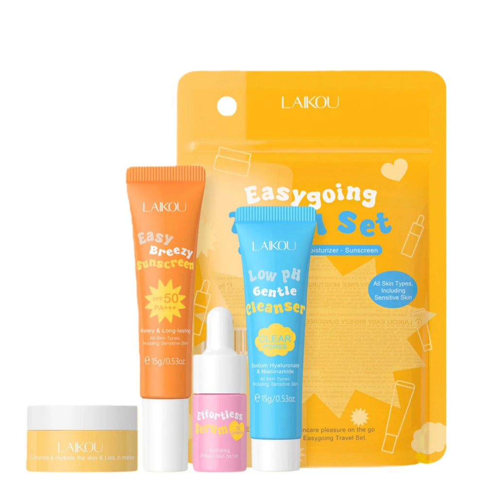 Ceramide Skincare Travel Kit With Hyaluronic Acid Low Ph Facial Cleanser Gentle Serum Moisturizer And Airy Sunscreen Oasis Select