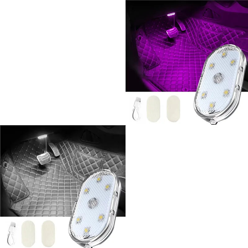 1/2pcs LED Touch Light Hand Car Roof Ceiling Lamp Indoor Car Lighting Night Reading Light Reading Lamp Car Interior Lights Oasis Select white-purple